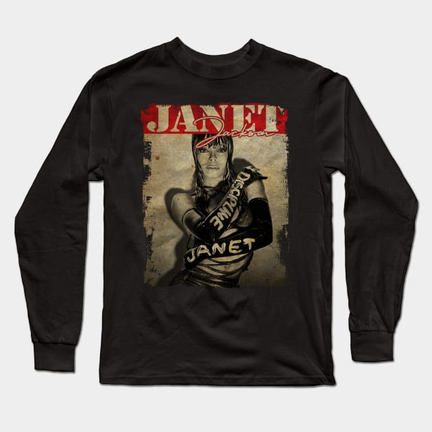 TEXTURE ART- JANET JACKSON 70S 3 Long Sleeve T-Shirt by ZiziVintage